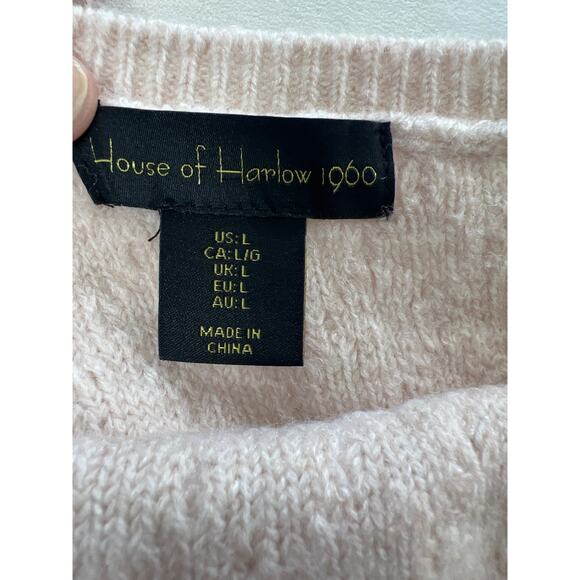 House of Harlow 1960 Revolve Fitted Ribbed Knit Sweater Midi Dress Beige Large - Picture 4 of 7